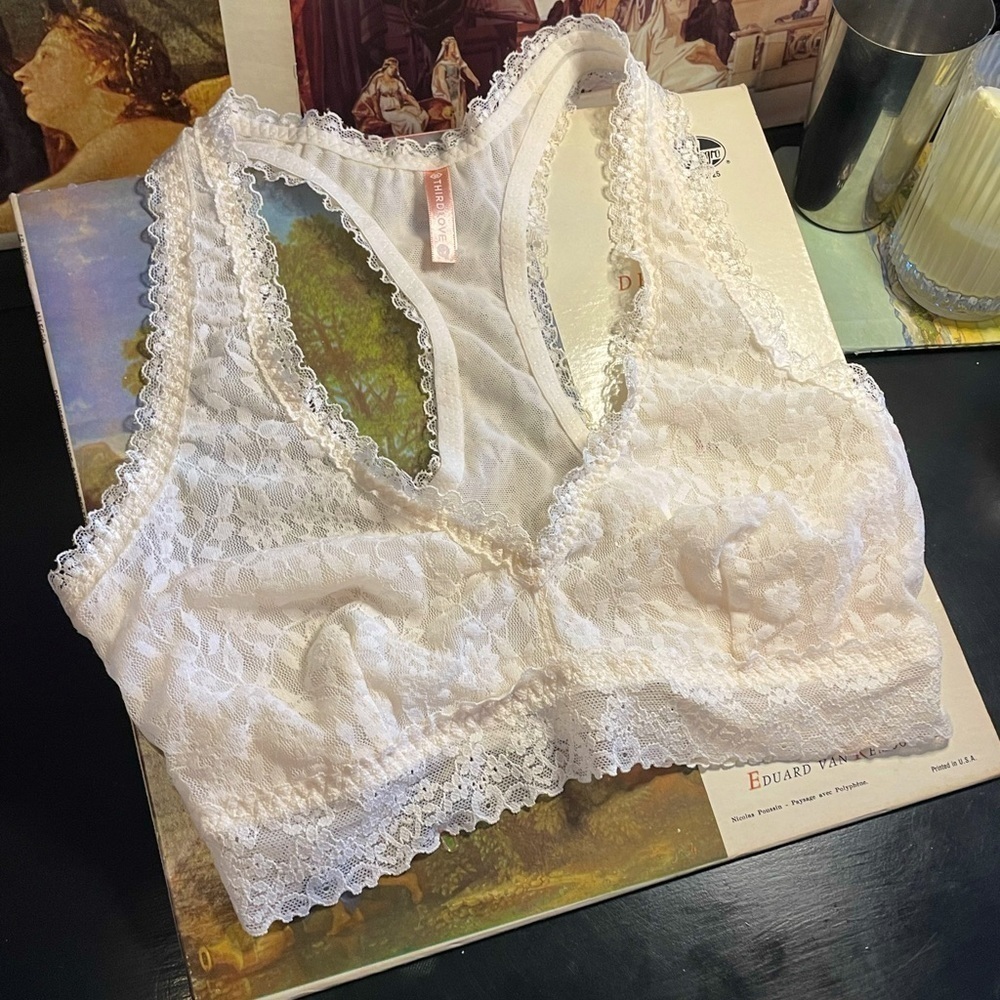 THIRDLOVE Everyday Lace Racerback Bralette in White S